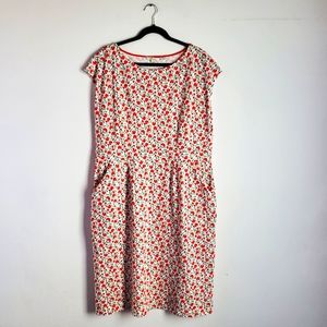 Boden Florrie Jersey Dress Women's Size 16/18 Red Poppy Floral Print